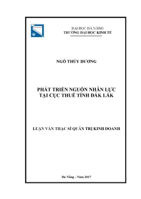 Luận văn thạc sĩ phát triển nguồn nhân lực tại chi cục thuế tỉnh đắk lắk