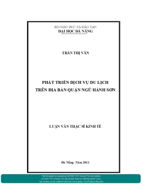 Luận văn thạc sĩ phát triển dịch vụ du lịch trên địa bàn quận ngũ hành sơn
