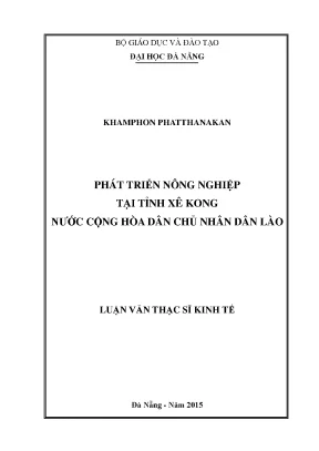 Luận văn thạc sĩ phát triển nông nghiệp tại tỉnh xê kong nước cộng hòa dân chủ nhân dân lào