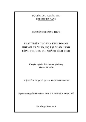 Luận văn thạc sĩ phát triển cho vay đối với cá nhân hộ tại ngân hàng công thương chi nhánh bình định