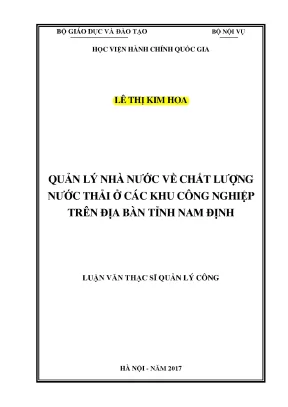 Luận văn thạc sĩ quản lý nhà nước về chất lượng nước thải ở các khu công nghiệp trên địa bàn tỉnh nam định