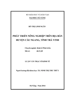 Luận văn thạc sĩ phát triển nông nghiệp trên địa bàn huyện cầu ngang tỉnh trà vinh