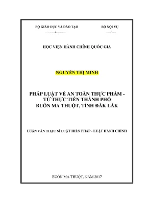 Luận văn thạc sĩ pháp luật về an toàn thực phẩm từ thực tiễn thành phố buôn ma thuột tỉnh đăk lăk