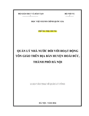 Luận văn thạc sĩ quản lý nhà nước đối với hoạt động tôn giáo trên địa bàn huyện hoài đức thành phố hà nội
