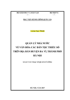 Luận văn thạc sĩ quản lý nhà nước về văn hóa các dân tộc thiểu số trên địa bàn huyện ba vì thành phố hà nội