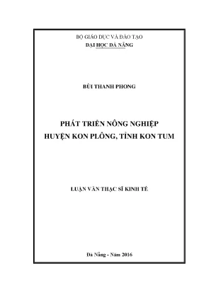 Luận văn thạc sĩ phát triển nông nghiệp huyện kon plông tỉnh kon tum