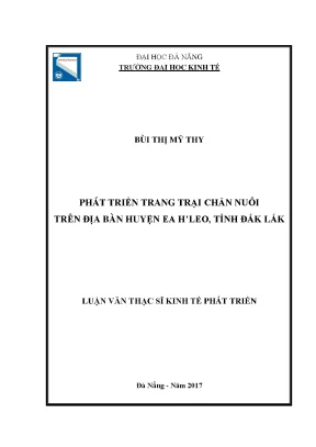 Luận văn thạc sĩ phát triển trang trại chăn nuôi trên địa bàn huyện ea hleo tỉnh đăk lắk