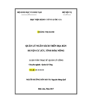 Luận văn thạc sĩ quản lý ngân sách trên địa bàn huyện cư jút tỉnh đăk nông