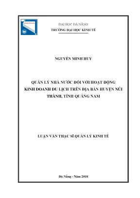Luận văn thạc sĩ quản lý nhà nước đối với hoạt động kinh doanh du lịch trên địa bàn huyện núi thành tỉnh quảng nam