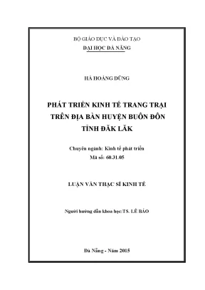Luận văn thạc sĩ phát triển kinh tế trang trại trên địa bàn huyện buôn đôn tỉnh đăk lăk