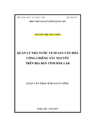 Luận văn thạc sĩ quản lý nhà nước về di sản văn hóa cồng chiêng tây nguyên trên địa bàn tỉnh đăk lăk