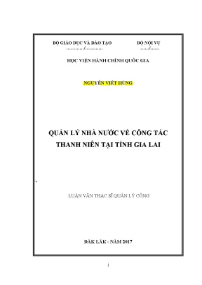 Luận văn thạc sĩ quản lý nhà nước về công tác thanh niên tại tỉnh gia lai