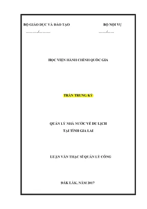 Luận văn thạc sĩ quản lý nhà nước về du lịch tại tỉnh gia lai