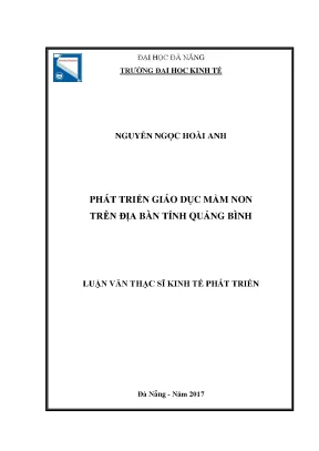 Luận văn thạc sĩ phát triển giáo dục mầm non trên địa bàn tỉnh quảng bình