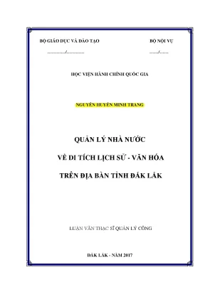 Luận văn thạc sĩ quản lý nhà nước về di tích lịch sử văn hóa trên địa bàn tỉnh đăk lăk