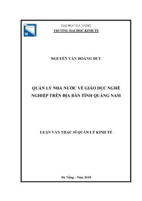 Luận văn thạc sĩ quản l ý nhà nước về giáo dục nghề nghiệp trên đị bàn tỉnh quảng nam