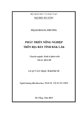 Luận văn thạc sĩ phát triển nông nghiệp trên địa bàn tỉnh đăk lăk