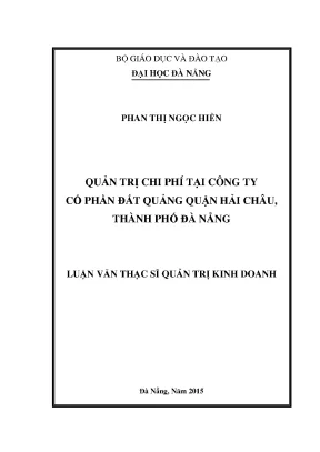 Luận văn thạc sĩ quản trị chi phí tại công ty cổ phần đất quảng quận hải châu thành phố đà nẵng