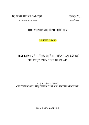 Luận văn thạc sĩ pháp luật về cưỡng chế thi hành án dân sự từ thực tiễn tỉnh đắk lắk