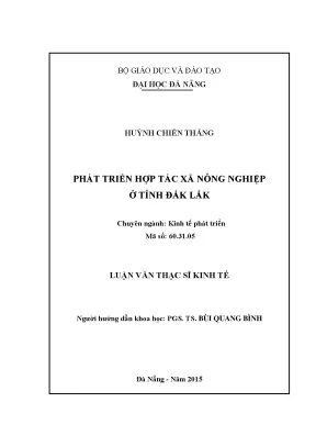 Luận văn thạc sĩ phát triển hợp tác xã nông nghiệp ở tỉnh đăk lắk