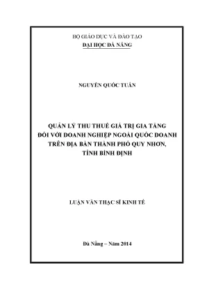 Luận văn thạc sĩ quản lý thu thuế gtgt đối với doanh nghiệp ngoài quốc doanh trên địa bàn thành phố quy nhơn tỉnh bình định