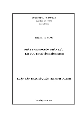Luận văn thạc sĩ phát triển nguồn nhân lực tại cục thuế tỉnh bình định
