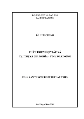 Luận văn thạc sĩ phát triển hợp tác xã tại thị xã gia nghĩa tỉnh đắk nông
