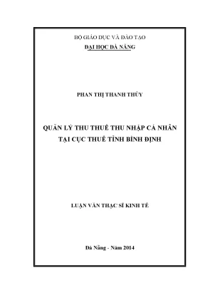 Luận văn thạc sĩ quản lý thu thuế thu nhập cá nhân tại cục thuế tỉnh bình định