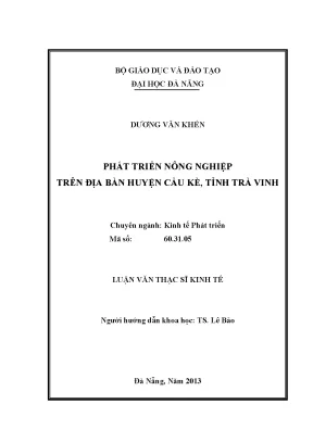 Luận văn thạc sĩ phát triển nông nghiệp trên địa bàn huyện cầu kè tỉnh trà vinh