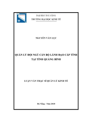 Luận văn thạc sĩ quản lý đội ngũ cán bộ lãnh đạo cấp tỉnh tại tỉnh quảng bình