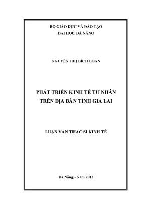 Luận văn thạc sĩ phát triển kinh tế tư nhân trên địa bàn tỉnh gia