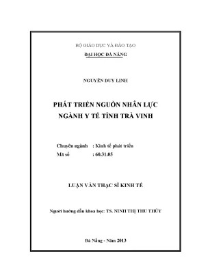 Luận văn thạc sĩ phát triển nguồn nhân lực ngành y tế tỉnh trà vinh