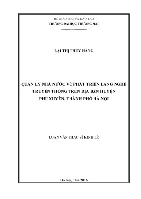 Luận văn thạc sĩ quản lý nhà nƣớc về phát triển làng nghề truyền thống trên địa bàn huyện phú xuyên thành phố hà nội
