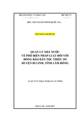 Luận văn thạc sĩ quản lý nhà nước về phổ biến pháp luật đối với đồng bào dân tộc thiểu số huyện di linh tỉnh lâm đồng