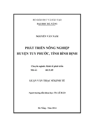 Luận văn thạc sĩ phát triển nông nghiệp huyện tuy phước tỉnh bình định