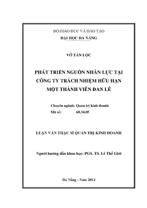 Luận văn thạc sĩ phát triển nguồn nhân lực tại công ty tnhh mtv đan lê