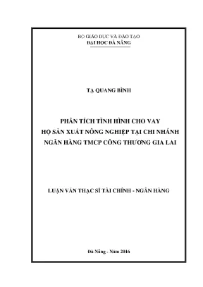 Luận văn thạc sĩ phân tích tình hình cho vay hộ sản xuất nông nghiệp tại chi nhánh ngân hàng tmcp công thương gia lai