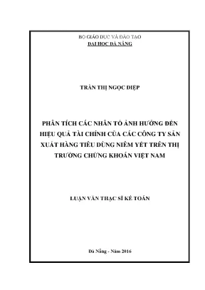 Luận văn thạc sĩ phân tích các nhân tố ảnh hưởng đến hiệu quả tài chính của các công ty sản xuất hàng tiêu dùng niêm yết trên thị trường chứng khoán việt nam