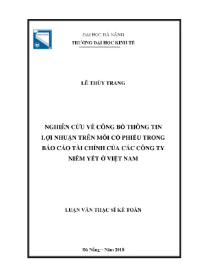 Luận văn thạc sĩ nghiên cứu về công bố thông tin lợi nhuận trên mỗi cổ phiếu trong báo cáo tài chính của các công ty niêm yết ở việt nam