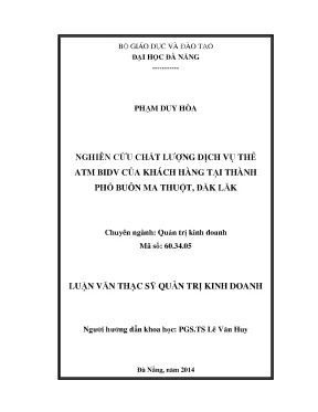 Luận văn thạc sĩ nghiên cứu chất lượng dịch vụ thẻ atm bivd của khách hàng tại thành phố buôn ma thuột đăk lăk