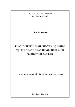 Luận văn thạc sĩ phân tích tình hình cho vay hộ nghèo tại chi nhánh ngân hàng chính sách xã hội tỉnh đắk lắk