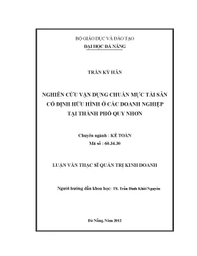 Luận văn thạc sĩ nghiên cứu vận dụng chuẩn mực tài sản cố định hữu hình ở các doanh nghiệp tại thành phố quy nhơn