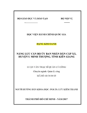 Luận văn thạc sĩ năng lực cán bộ ubnd cấp xã huyện u minh thượng tỉnh kiên giang