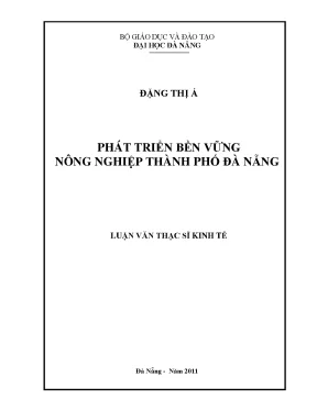 Luận văn thạc sĩ phát triển bền vững nông nghiệp thành phố đà nẵng