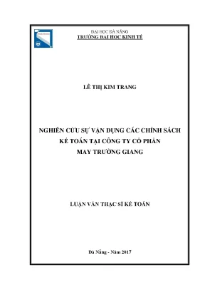 Luận văn thạc sĩ nghiên cứu sự vận dụng các chính sách kế toán tại công ty cổ phần may trường giang