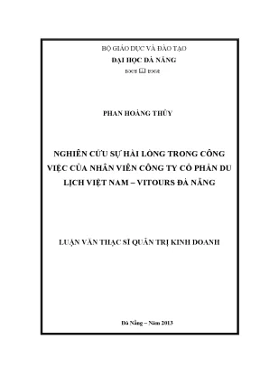 Luận văn thạc sĩ nghiên cứu sự hài lòng trong công việc của nhân viên công ty cổ phần du lịch việt nam vitours đà nẵng