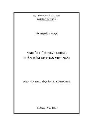 Luận văn thạc sĩ nghiên cứu chất lượng phần mềm kế toán việt nam