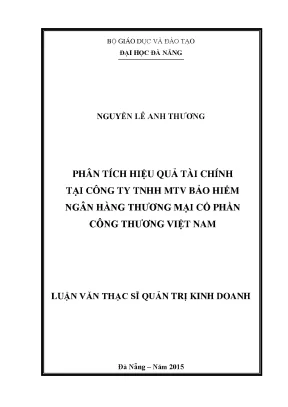 Luận văn thạc sĩ phân tích hiệu quả tài chính tại công ty tnhh mtv bảo hiểm ngân hàng thương mại cổ phần công thương việt nam