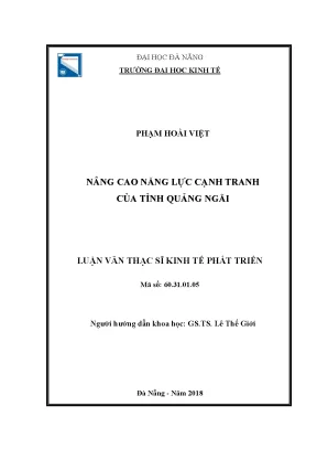 Luận văn thạc sĩ nâng cao năng lực cạnh tranh của tỉnh quảng ngãi