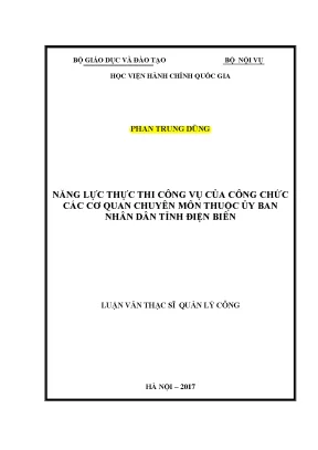Luận văn thạc sĩ năng lực thực thi công vụ của công chức các cơ quan chuyên môn thuộc ủy ban nhân dân tỉnh điện biên